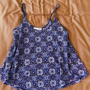 blue patterned tank top